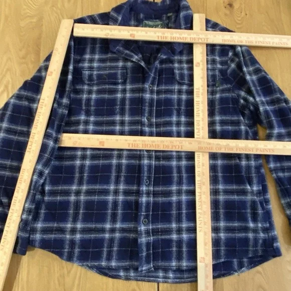 WOOLRICH Oxbow Flannel Over ShirtXXL Waist Pockets Plaid Blue warm cabin camp